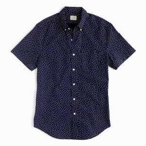 BNWT J. CREW Navy BLUE Short Sleeve Daisy Print Shirt XS small